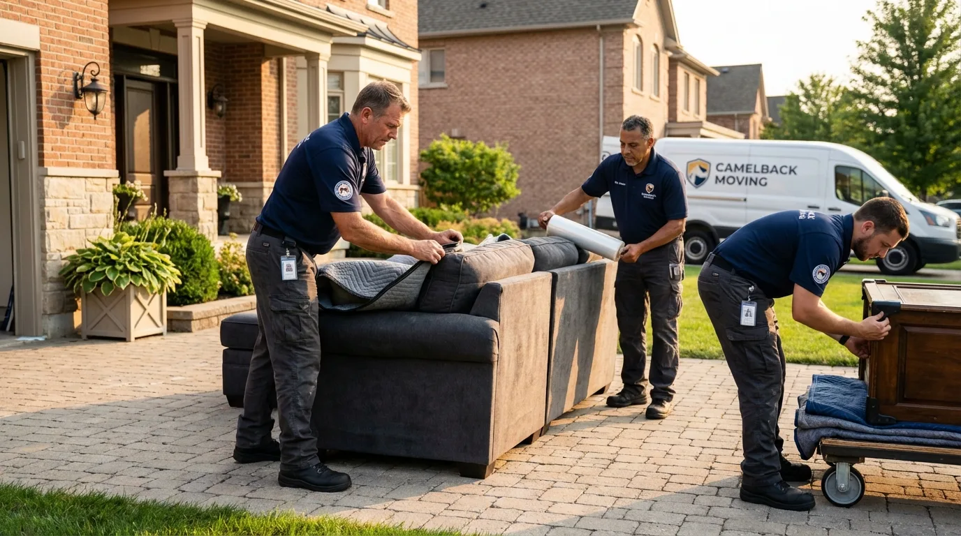 Large estate moving crew wrapping furniture in Stanhope, NJ