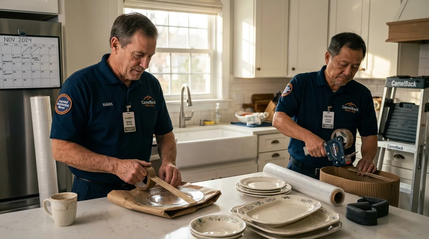 Professional crew packing kitchen dishware in Stanhope, NJ